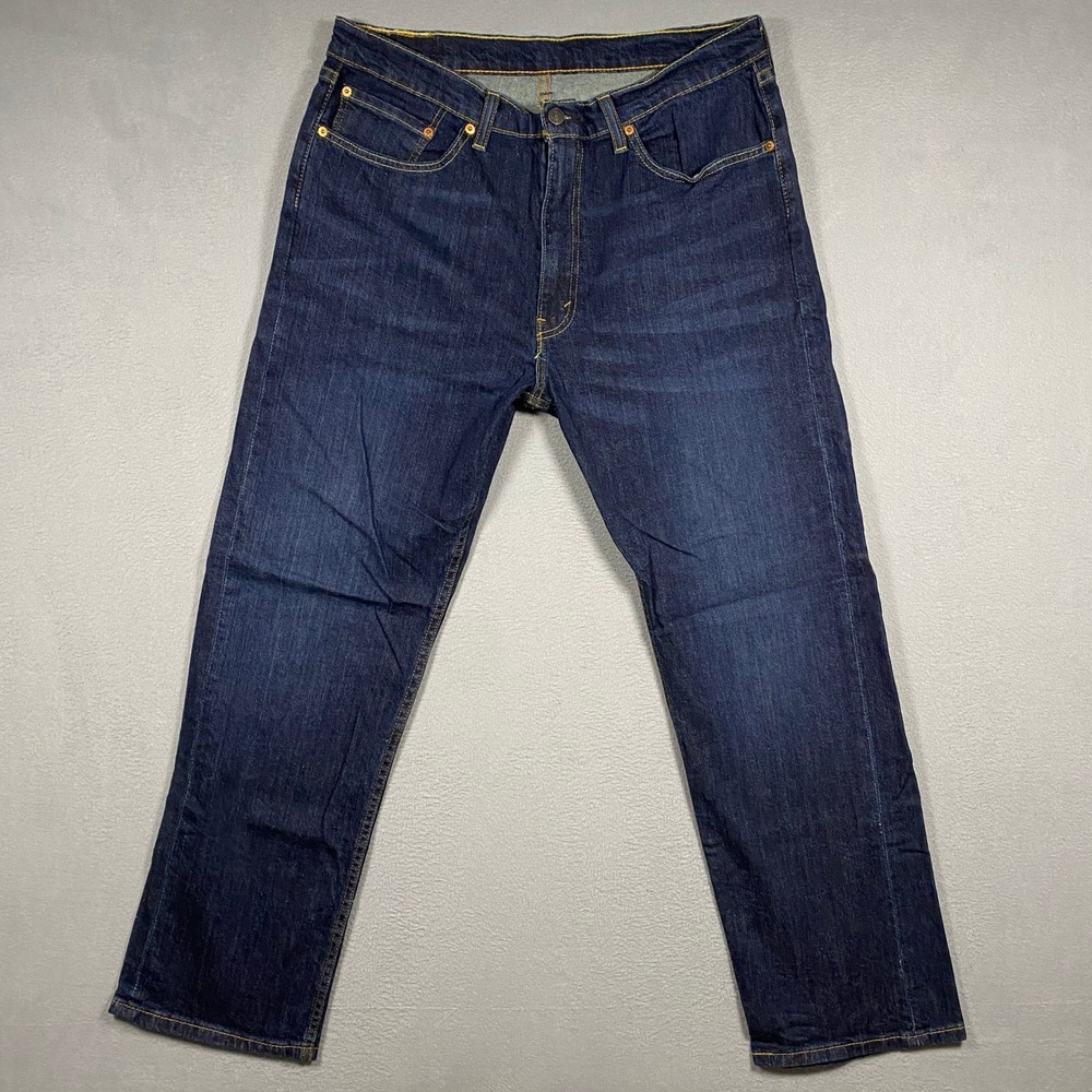 Levi's 505 Regular Fit Jeans Mens 36x30 Dark Wash Blue Straight Leg Denim